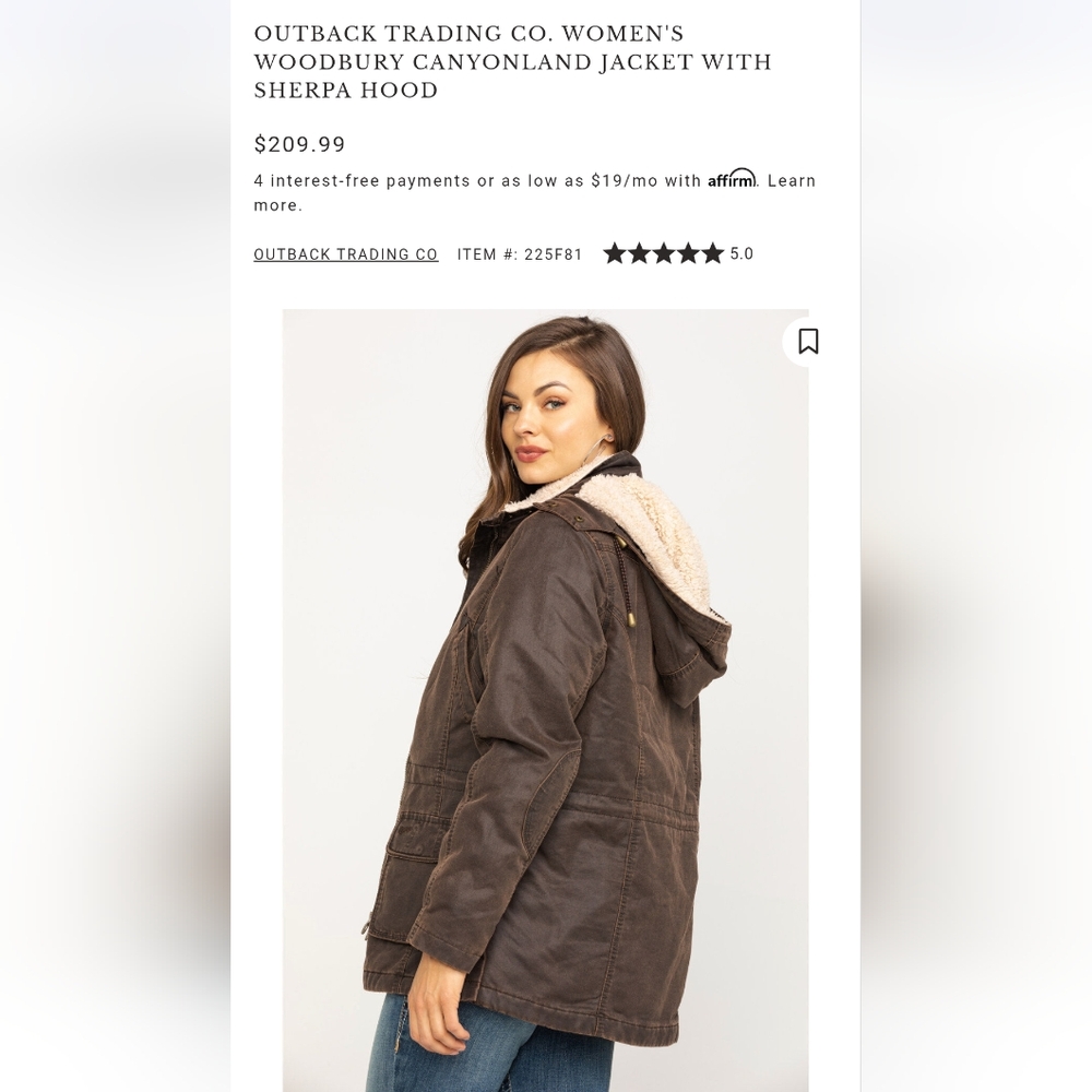 Women's Brown Jacket with Sherpa Hood Medium